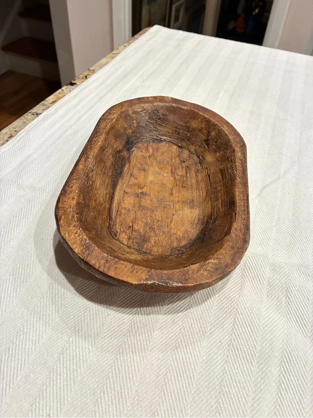 Carved wooden dough bowl